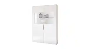 Vitrine mit Beleuchtung weiß - Glasfront - Breite 90 cm - SANTORIN