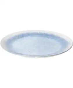 Teller Batik-Optik, weiß/blau