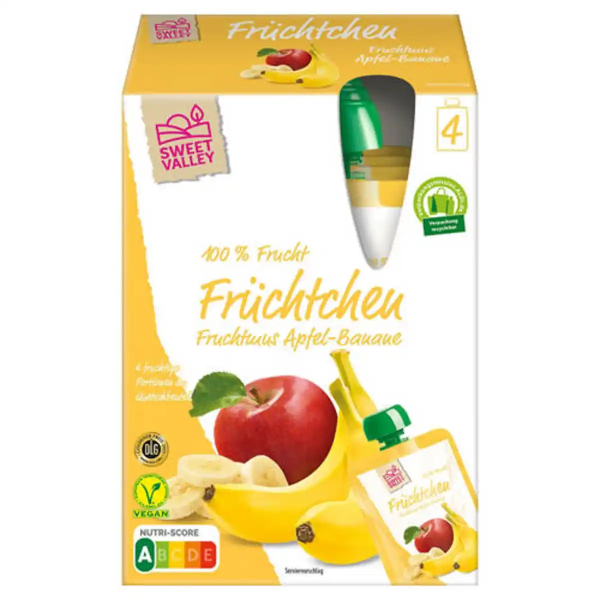 Bild 1 von SWEET VALLEY Früchtchen im Quetschbeutel 400 g, Apfel-Banane