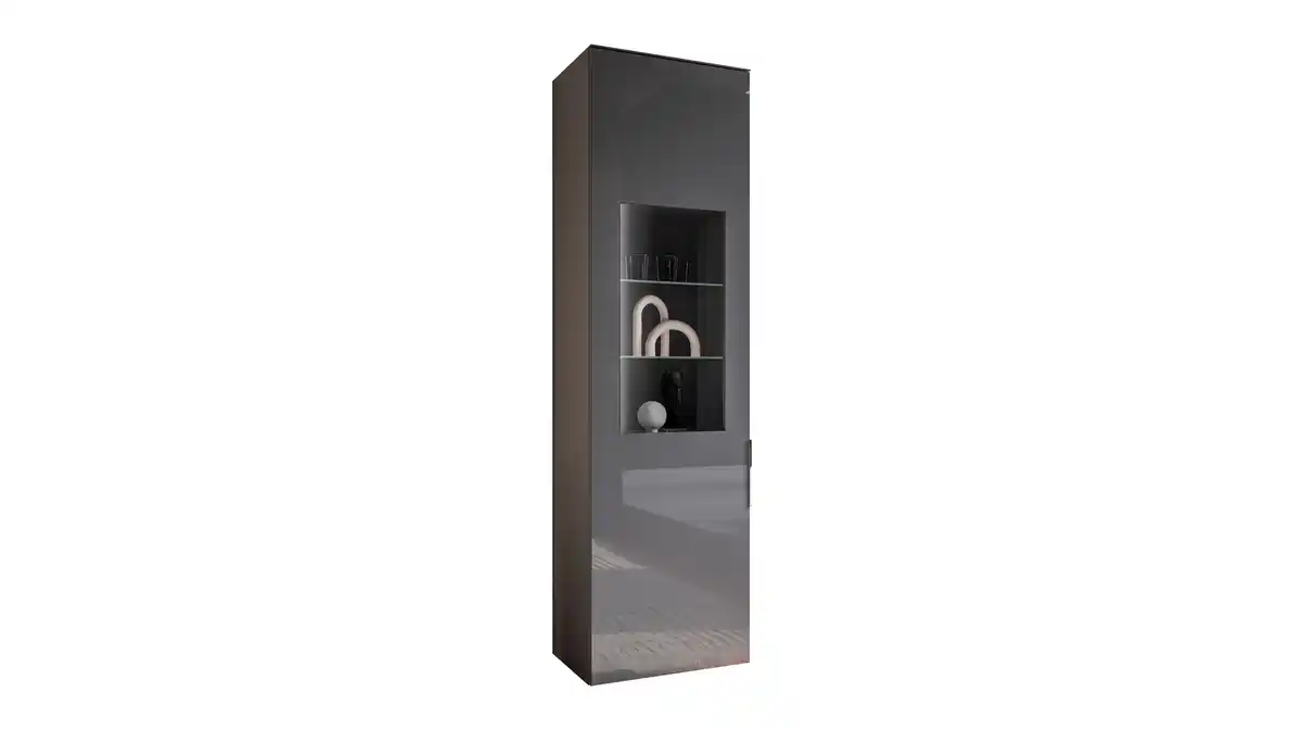 Bild 1 von Vitrine mit Beleuchtung anthrazit - Glasfront - Breite 55 cm - SANTORIN