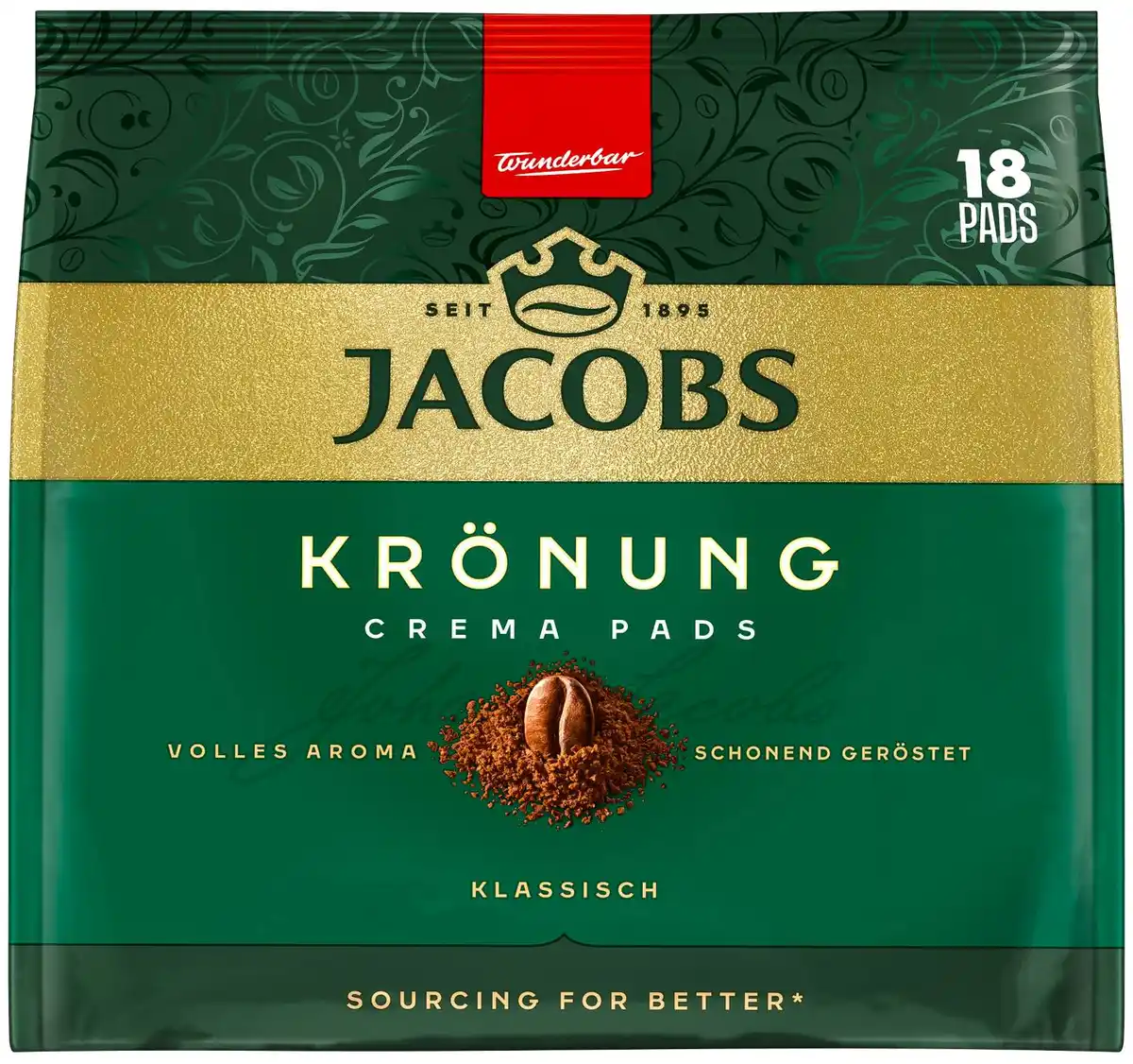 Bild 1 von JACOBS Crema Kaffeepads, 18 St. = 118-g-Beutel