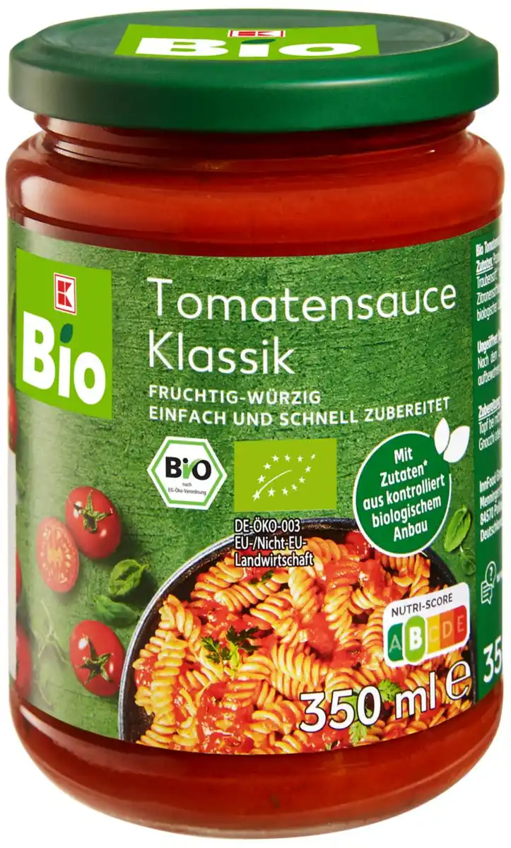 Bild 1 von K-BIO oder K-TAKE IT VEGGIE Bio-Tomatensauce, 325 - 350-ml-Glas