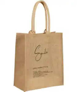 Jutebeutel mit Print, grün/weiß