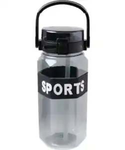 Trinkflasche mit Strohhalm, schwarz