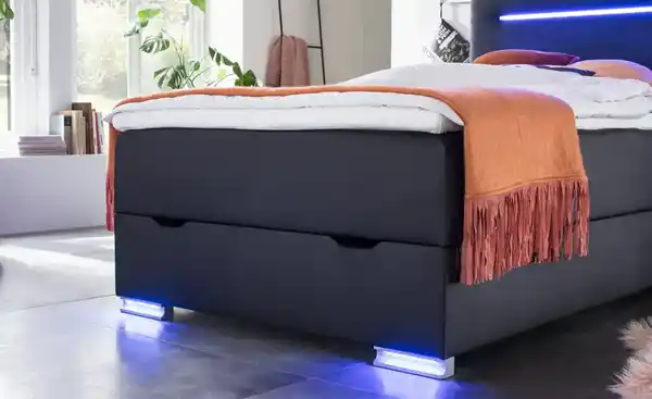 Bild 4 von Boxspringbett mit LED-Beleuchtung, Lederoptik, 120/200 cm