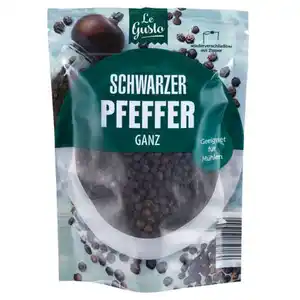 LE GUSTO Gewürze im Nachfüllbeutel 130 g, Pfeffer, schwarz, ganz