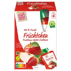 SWEET VALLEY Früchtchen im Quetschbeutel 400 g, Apfel-Erdbeere