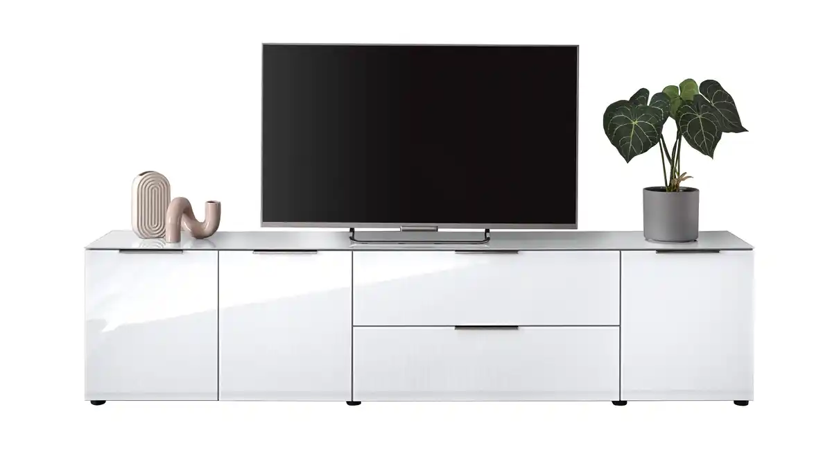 Bild 1 von TV-Lowboard weiß - Glasfront - 226 cm - SANTORIN