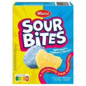 MUCCI Saure Pralinen 180 ml, Himbeer/Apfel-Pfirsich