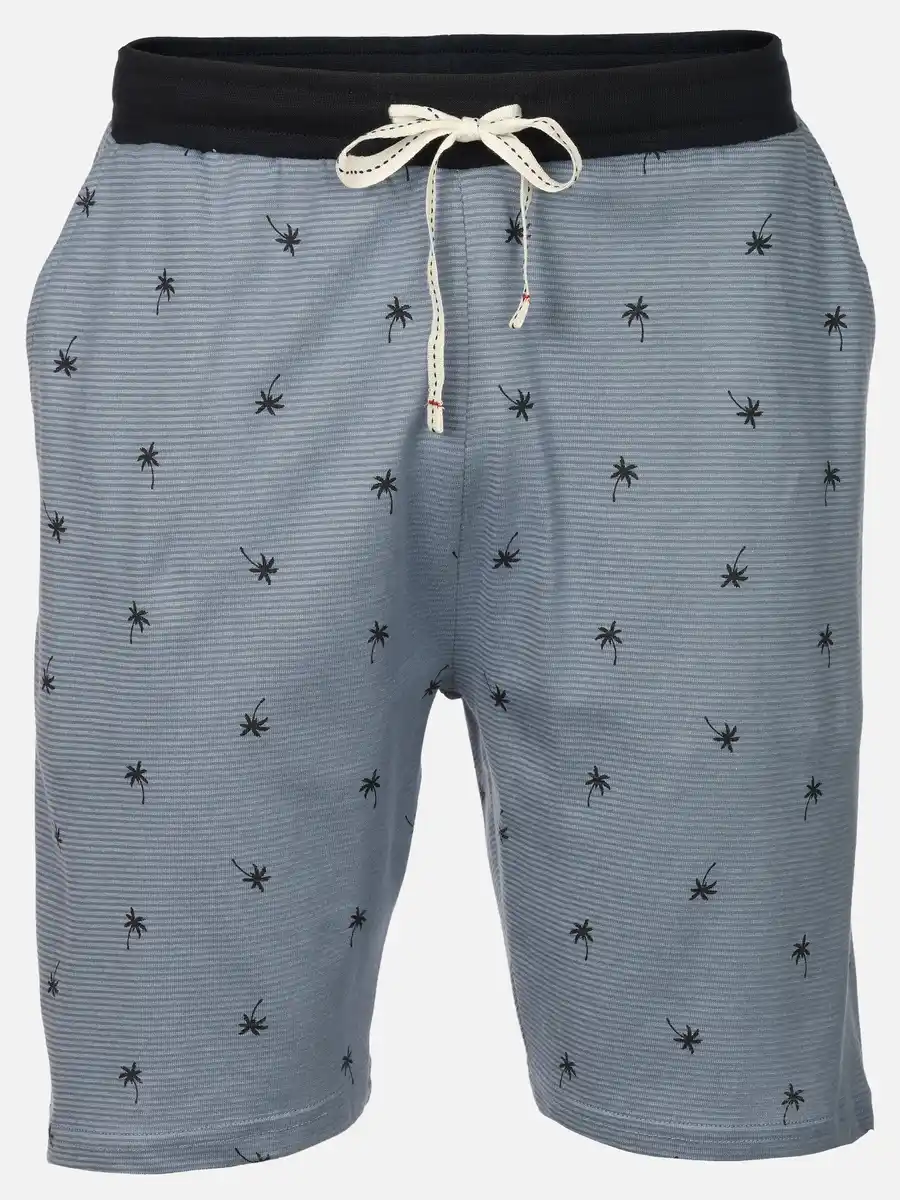 Bild 1 von Herren Schlafbermuda mit Minimalprint Blau