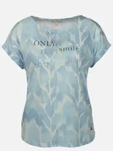 Damen Ausbrenner Shirt mit Glitzerprint Beige