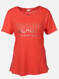 Damen Shirt mit Glitzerprint und Glitzersteinchen Rosa
