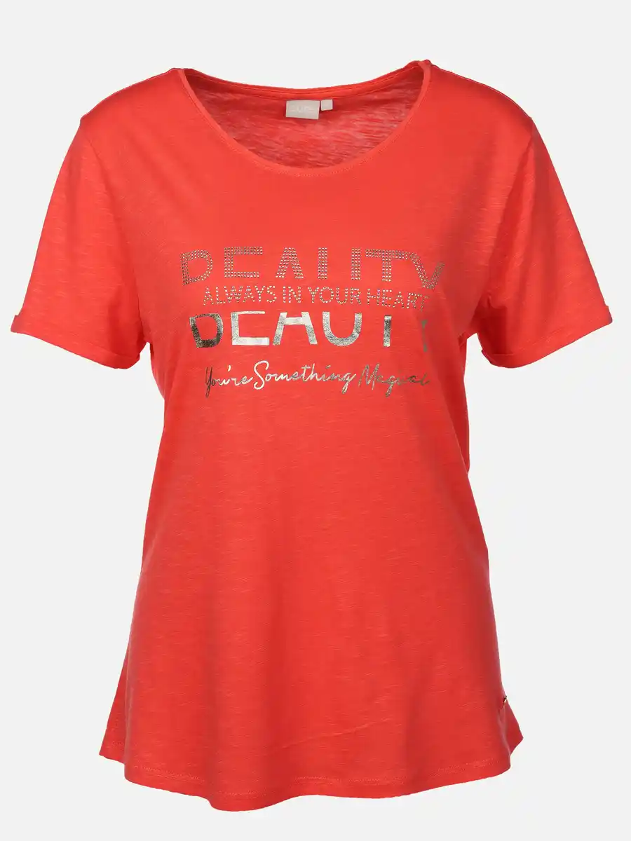 Bild 1 von Damen Shirt mit Glitzerprint und Glitzersteinchen Rosa