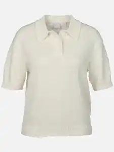 Damen Kurzpullover mit Polokragen Weiß