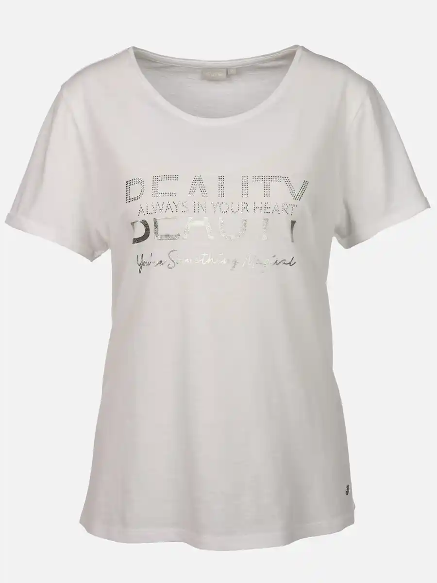 Bild 1 von Damen Shirt mit Glitzerprint und Glitzersteinchen Weiß