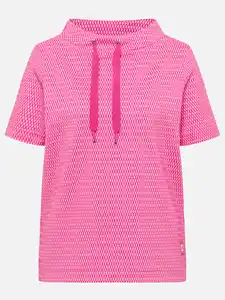 Damen Strukturshirt mit Bändeln Pink