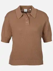 Damen Kurzpullover mit Polokragen Braun