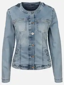 Damen Jeansjacke mit Glitzersteinchen Blau