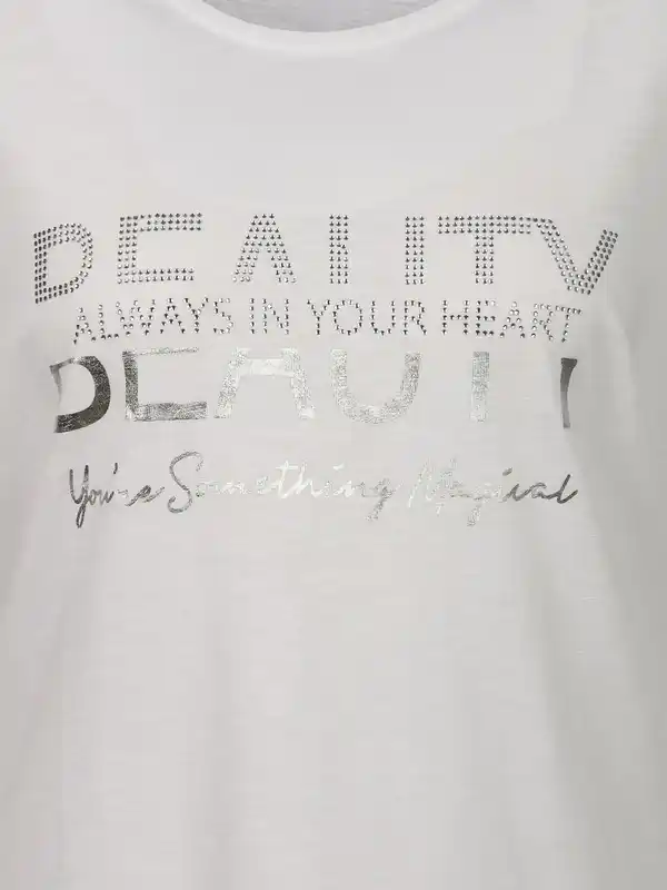 Bild 3 von Damen Shirt mit Glitzerprint und Glitzersteinchen Weiß