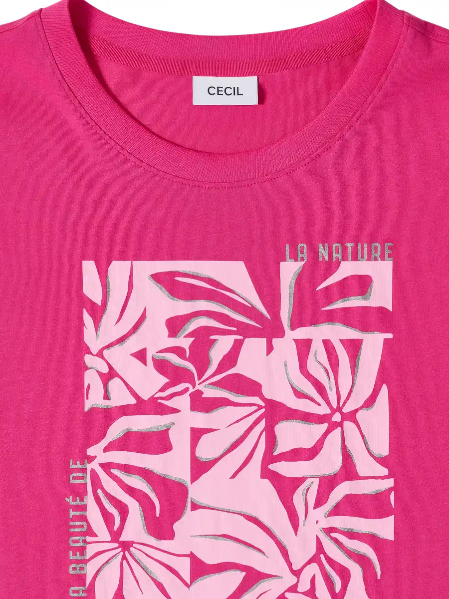 Bild 2 von Damen T-Shirt mit Frontprint Pink