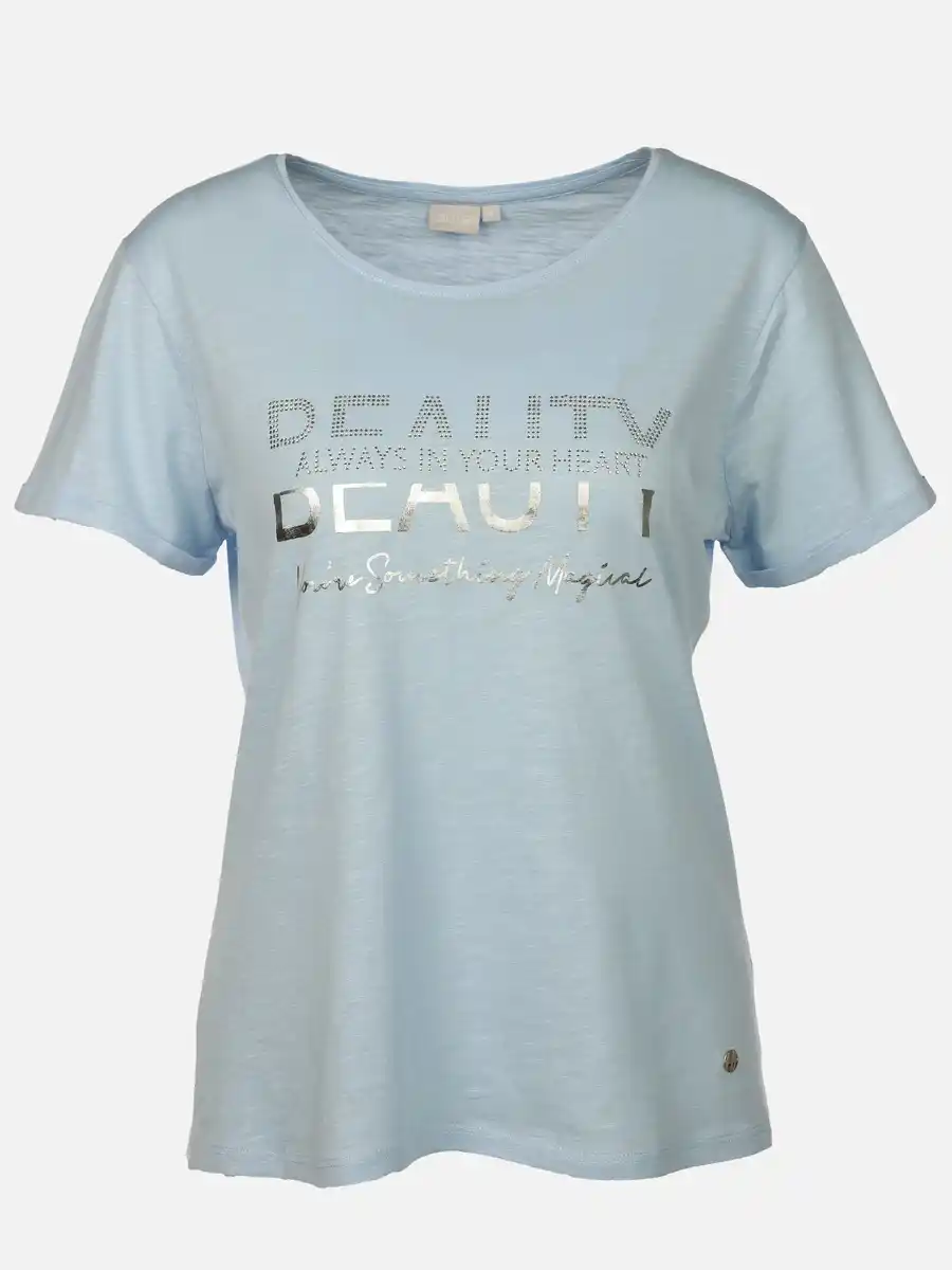 Bild 1 von Damen Shirt mit Glitzerprint und Glitzersteinchen Blau