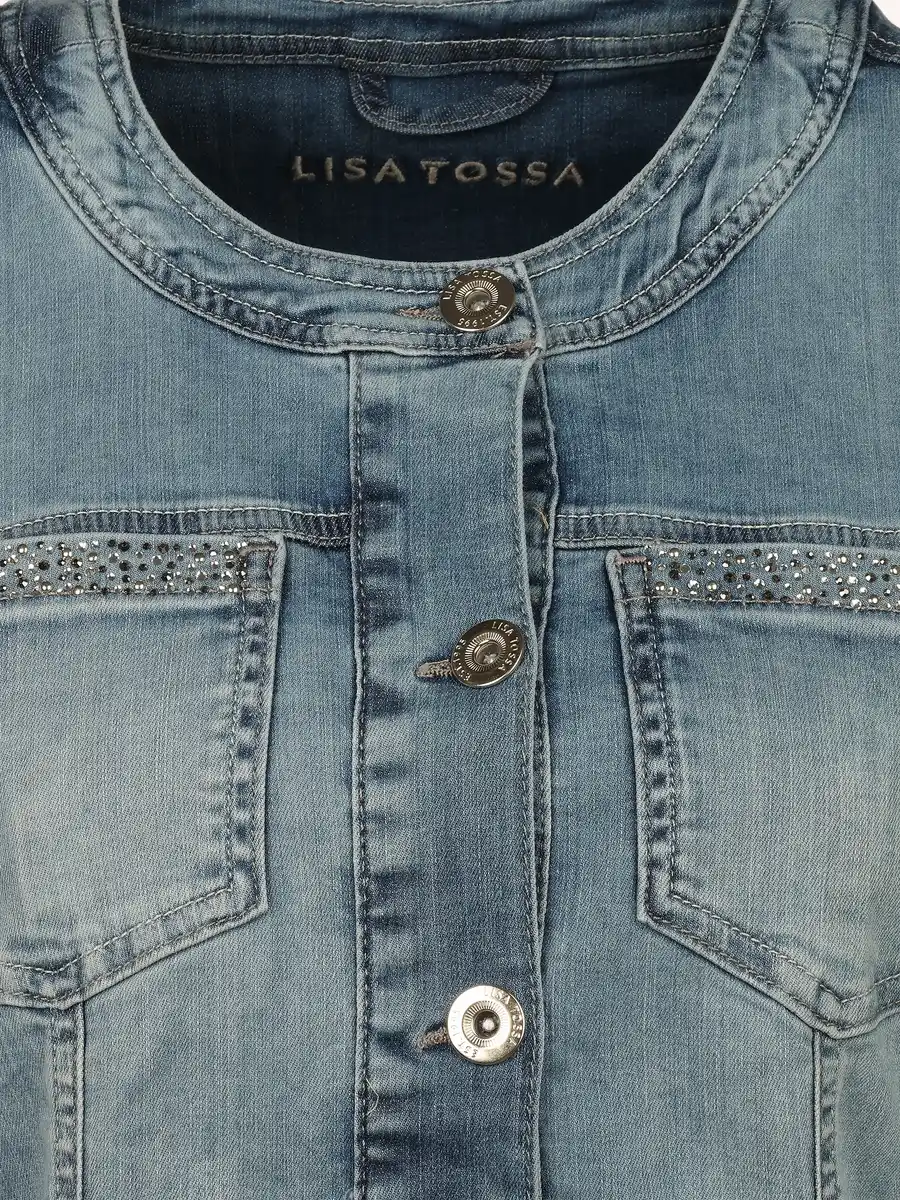 Bild 3 von Damen Jeansjacke mit Glitzersteinchen Blau