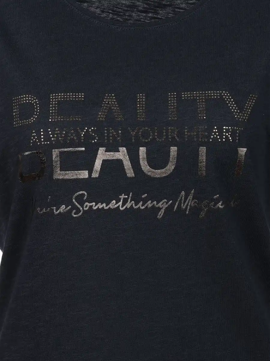 Bild 3 von Damen Shirt mit Glitzerprint und Glitzersteinchen Marine