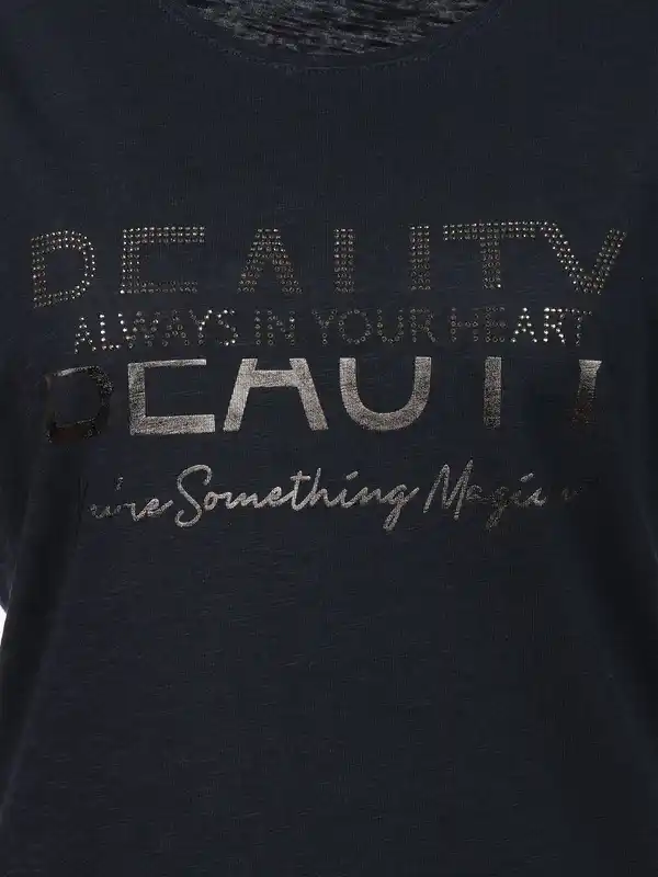 Bild 3 von Damen Shirt mit Glitzerprint und Glitzersteinchen Marine