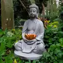 Bild 1 von Sitzender Solar-Buddha mit LED-Blüte 40cm Warmweiß