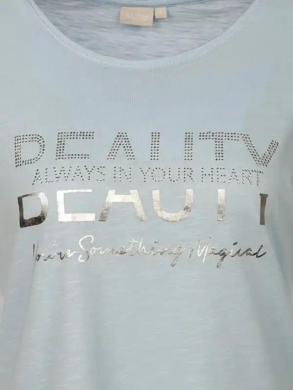 Bild 3 von Damen Shirt mit Glitzerprint und Glitzersteinchen Blau