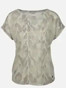 Damen Ausbrenner Shirt mit Glitzerprint Blau