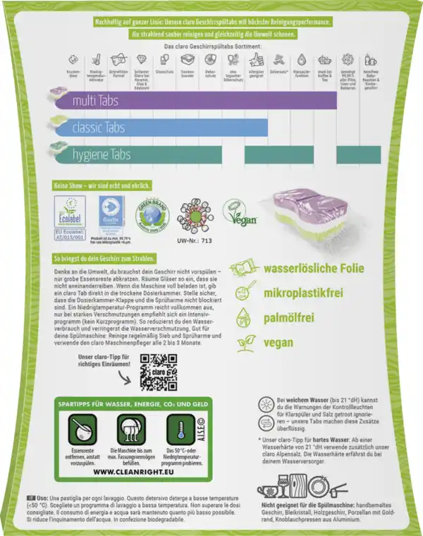 Bild 2 von claro Alles in 1 Multi Geschirrtabs XXL Grosspackung
