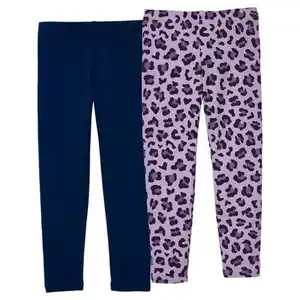 LILY & DAN Kleinkinder-Leggings 2er-Pack, Blau und Leoparden-Print, 92
