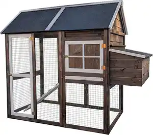 Hühnerhaus Cleo 180 x 145 cm mit Gehege & Legebox braun/anthrazit