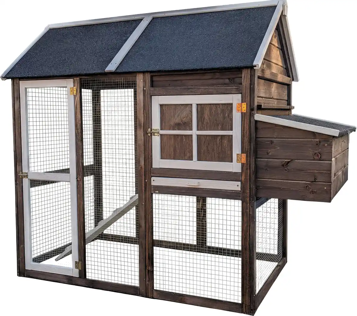 Bild 1 von Hühnerhaus Cleo 180 x 145 cm mit Gehege & Legebox braun/anthrazit