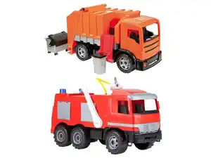 LENA GIGA TRUCKS Feuerwehr Actros / GIGA TRUCKS Müllwagen, Schaukarton