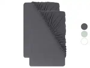 LIVARNO® Jersey-Spannbettlaken-Set, 2 Stück, 90-100 x 200 cm