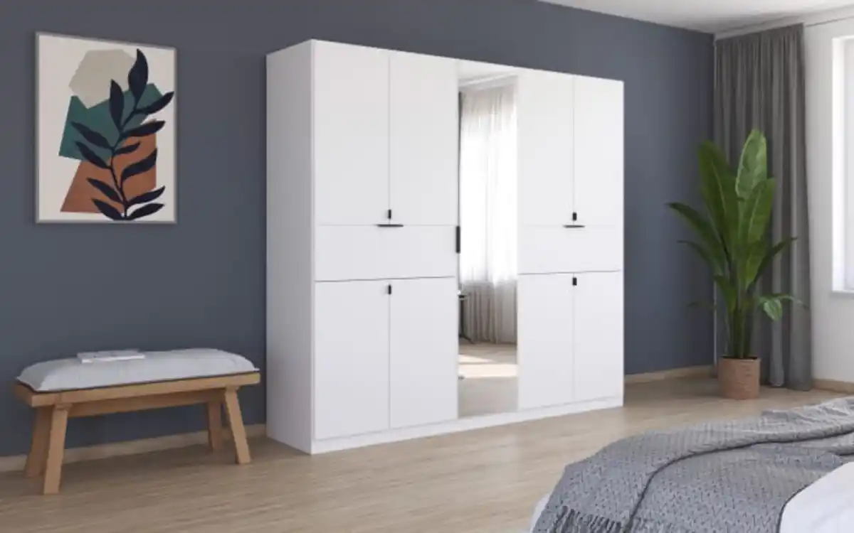 Bild 1 von Drehtürenschrank Ticao, weiß, 226 x 210 cm