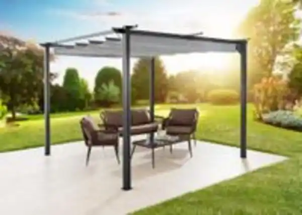 Bild 2 von Pavillon mit Schiebedach aus Aluminium ca. 290 x 290 x 215 cm in Grau