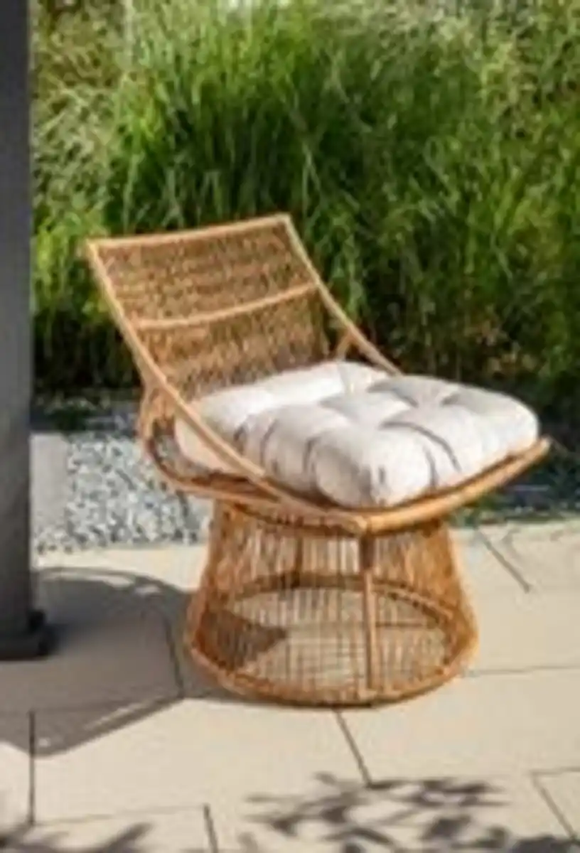 Bild 3 von Korbsessel Rattan mit Sitzpolster, ca. 87 x 70 x H 46/87 cm - Braun