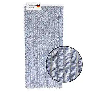 Flauschvorhang 90x200cm blau-weiß meliert, Fliegenschutz, Türvorhang Wohnwagen