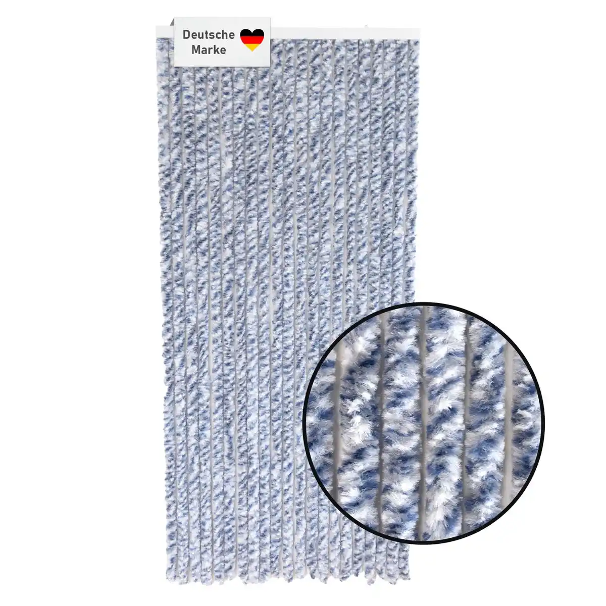 Bild 1 von Flauschvorhang 90x200cm blau-weiß meliert, Fliegenschutz, Türvorhang Wohnwagen