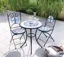 Bild 4 von 3.tlg Sitzgruppe Mosaik mit Tisch Ø 60 cm & 2 Stühlen FLORAL - Mehrfarbig