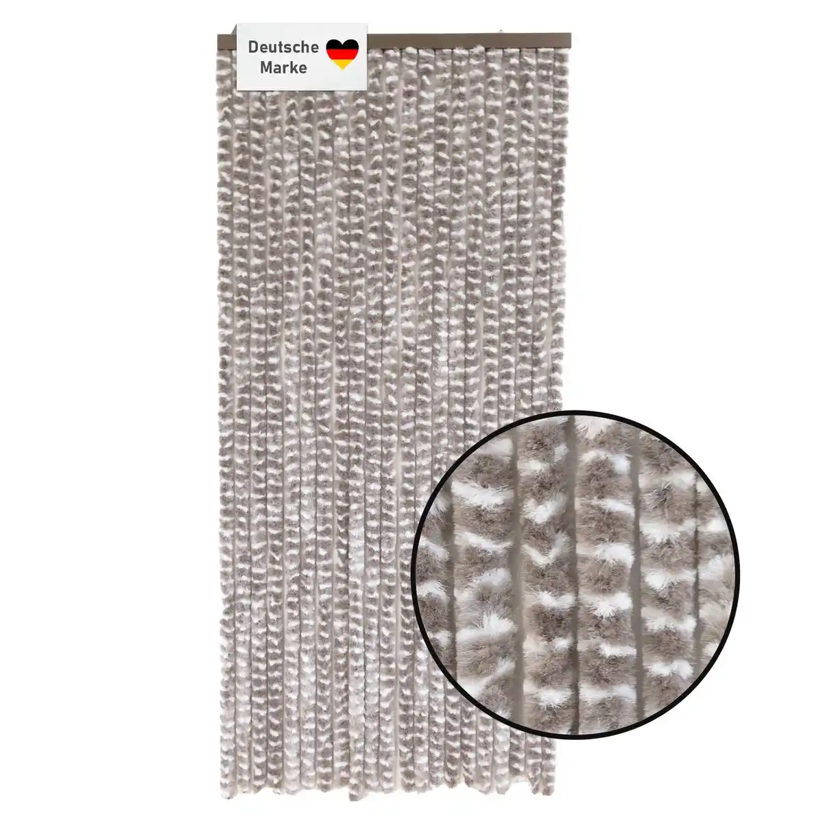 Bild 1 von Flauschvorhang 90x200cm taupe-weiß meliert, Fliegenschutz, Türvorhang Wohnwagen