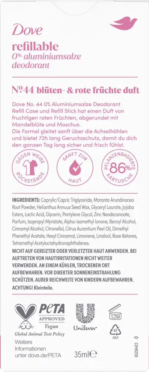 Bild 2 von Dove Refill Starter Kit Deodorant No. 44 Blüten- Rote Früchte Duft, 35 ml