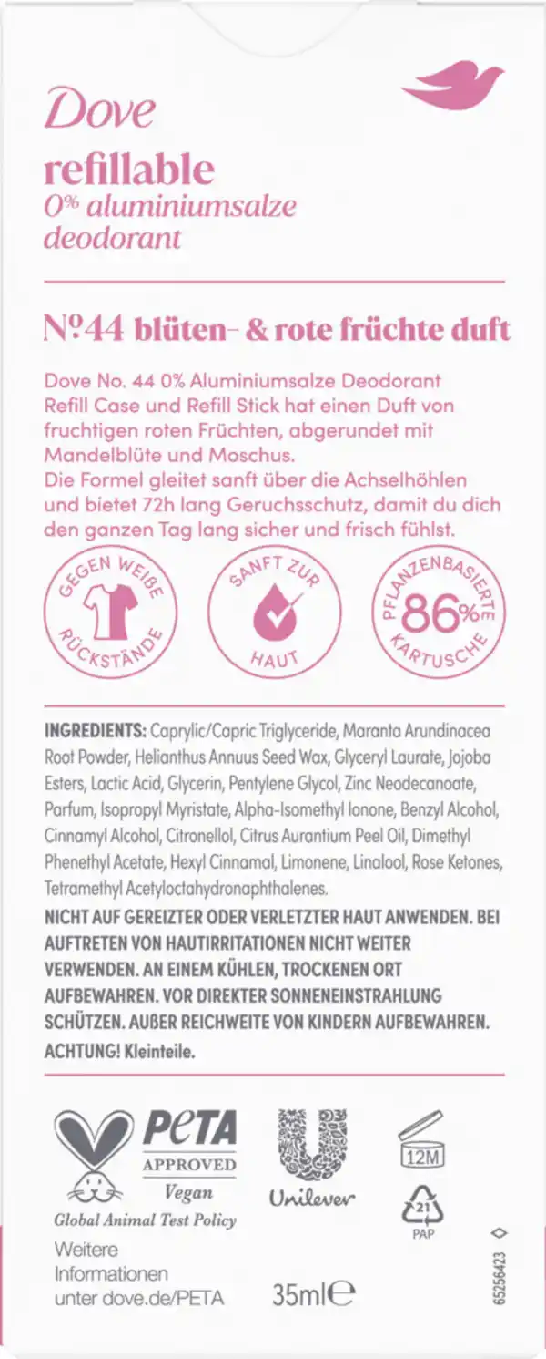 Bild 2 von Dove Refill Starter Kit Deodorant No. 44 Blüten- Rote Früchte Duft, 35 ml