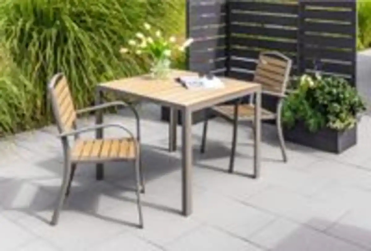 Bild 2 von 3tlg. Gartenmöbel-Set aus Aluminium mit Holzoptik