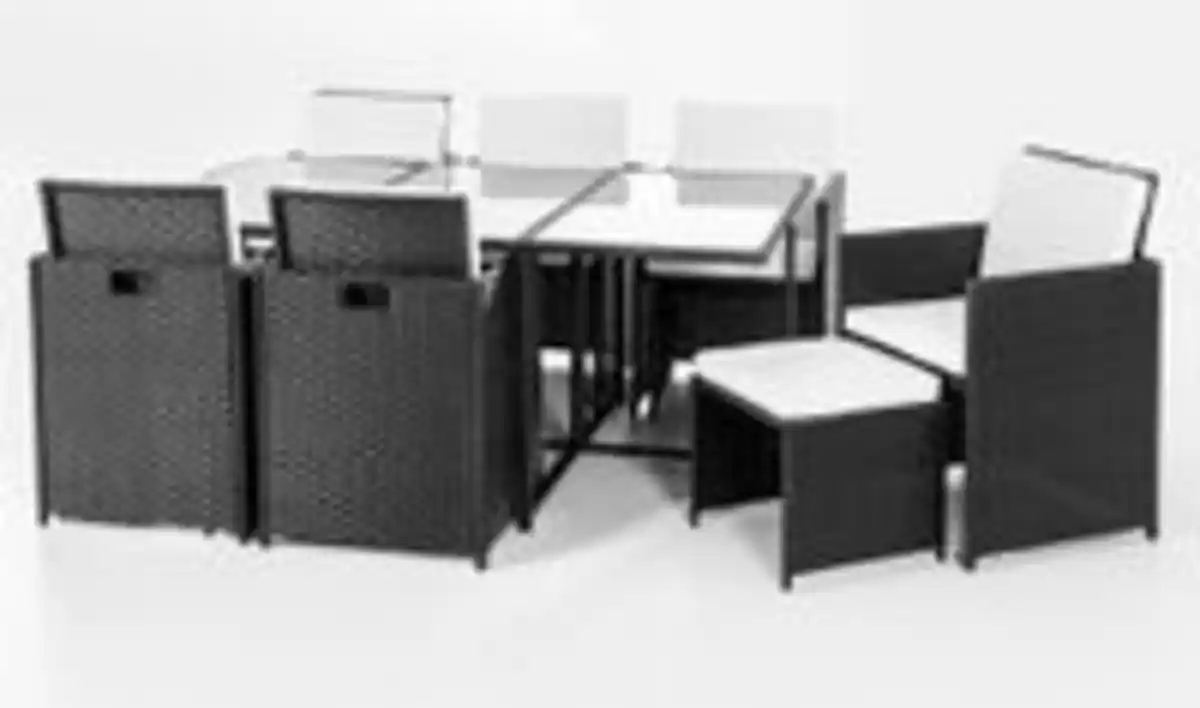 Bild 4 von 27tlg. Polyrattan-Sitzgruppe CUBE 4+6 mit platzsparendem Würfelsystem - Schwarz