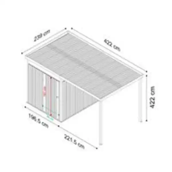 Bild 4 von Metallgerätehaus 4.7㎡ Skylight mit 5.3㎡ Carport-Erweiterung 422 x 239 x 227 cm