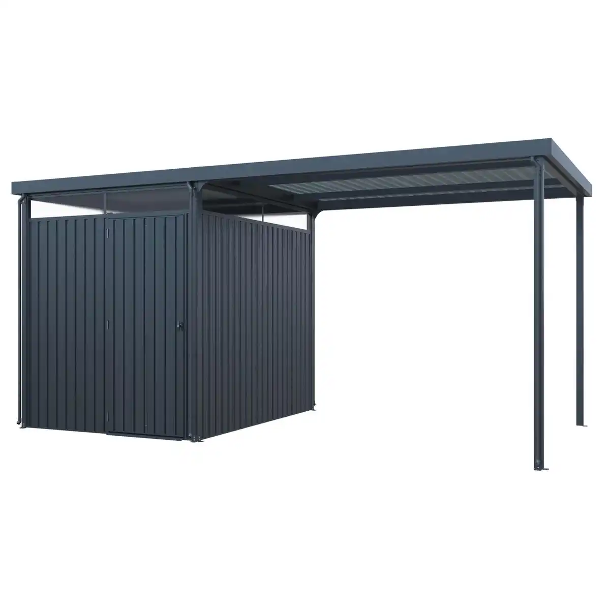 Bild 1 von Metallgerätehaus 5㎡ Skylight mit 7㎡ Carport-Erweiterung 2 in 1, ca. 245 x 204 x 226 cm